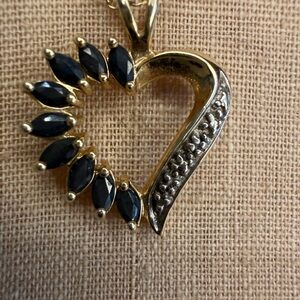 Ross Simmons Sterling Silver 14kt gold finish. Deep blue Sapphires .